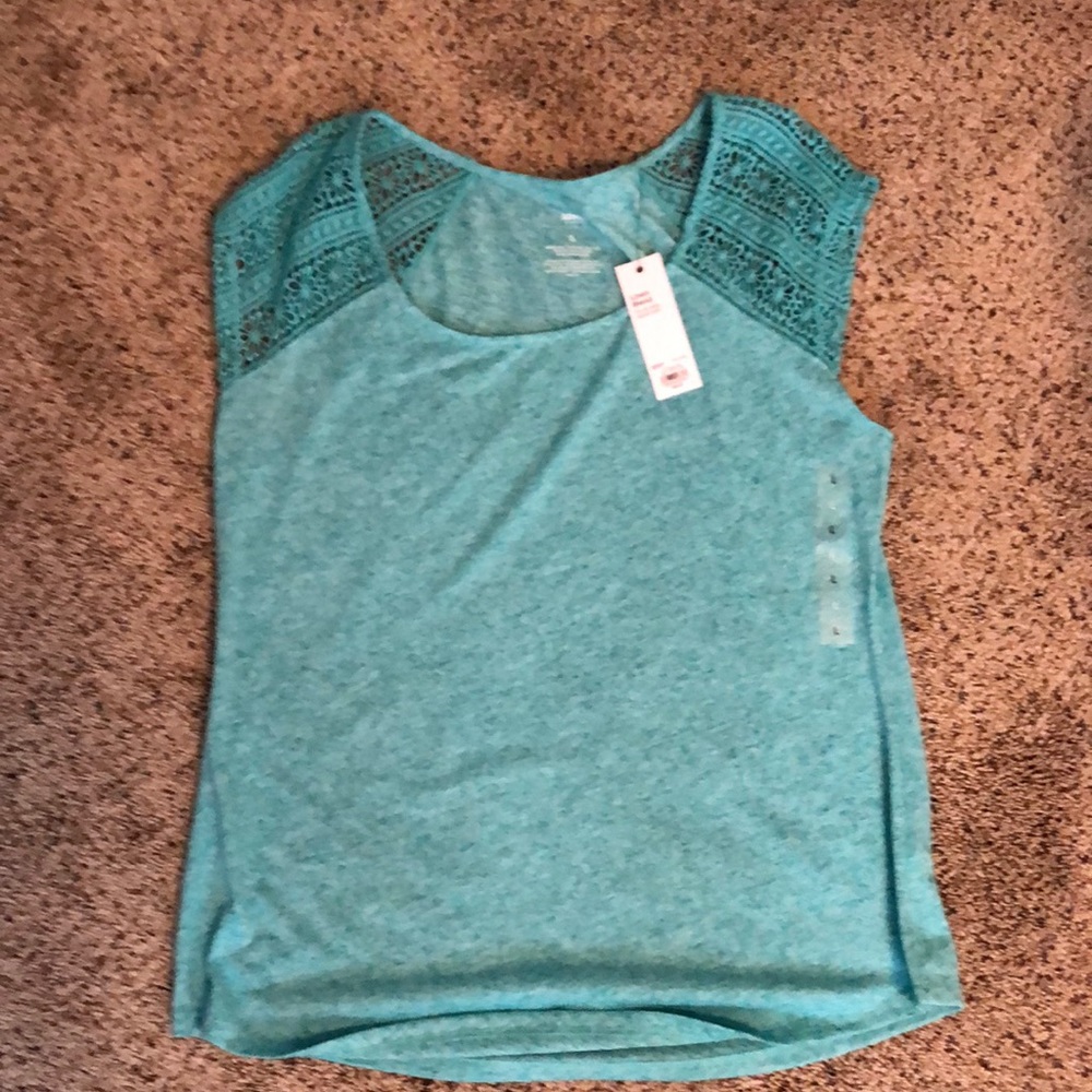 Sonoma Blue Crochet Sleeve Top